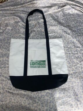 White & Black Canvas Tote Bag